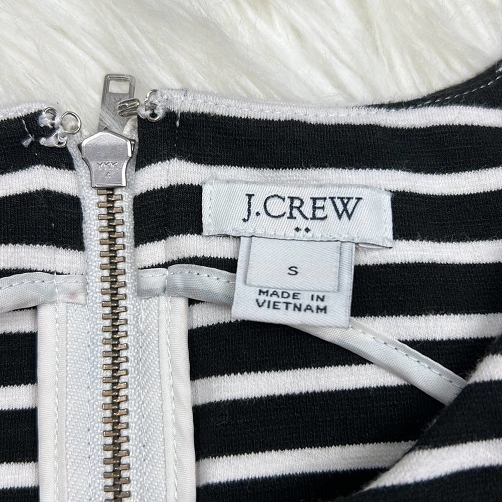 J. Crew Daybreak Striped pleated ponte dress zip back black white size Small - Picture 5 of 6